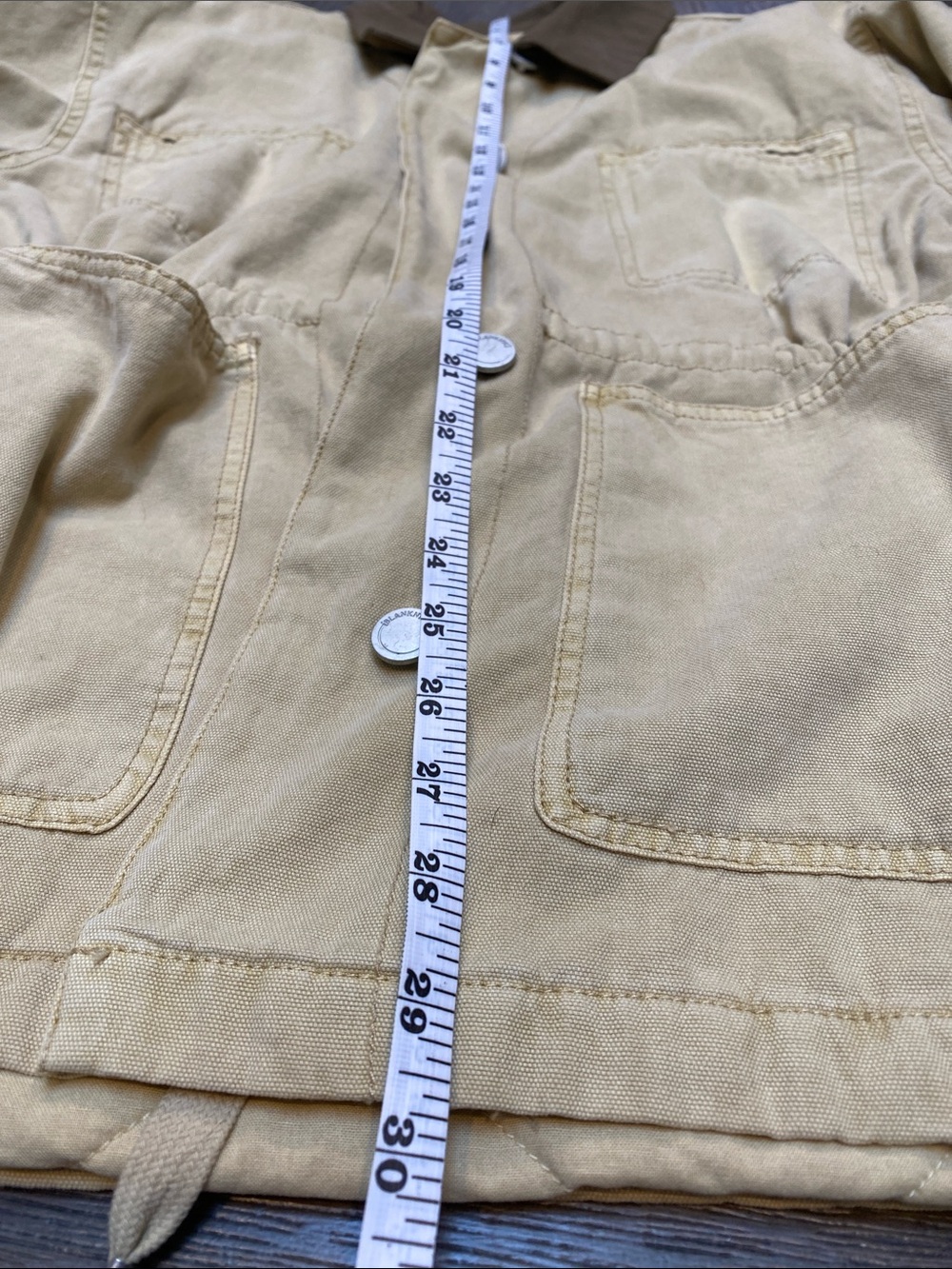Blank NYC Beige Utility Jacket with Brown Collar with drawstring waist - Picture 9 of 11